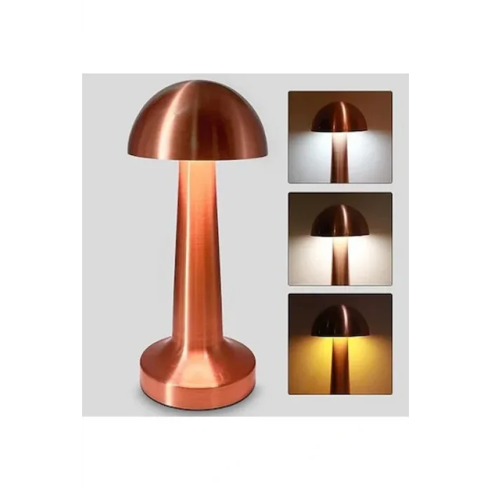 Lamba 3 Renk Yanma Modlu Mantar BAKIR Renk Masa Lambası 1 ADET CT-8430