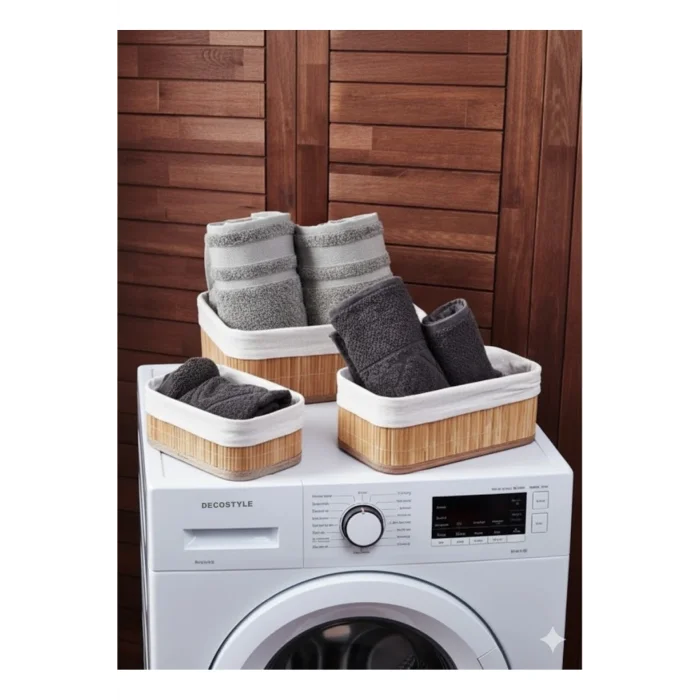 Genel Ürün Çok amaçlı Bambu 3lü Sepet - Bej