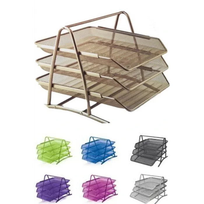 Genel Ürün Organizer Evrak Rafı Metal Tel 3lü Siyah 9181-s