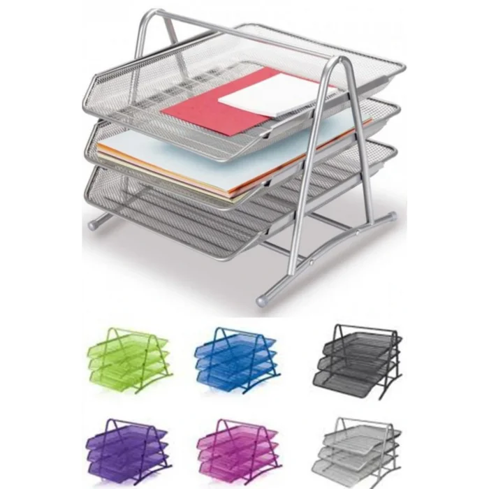 Genel Ürün Evrak Rafı Tel 3lü Gümüş 9181-g Tel Materyal Düzenleyici