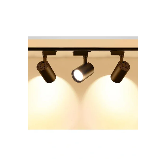 Lamba Sl-1022 Siyah Kasa Günışığı 30w 3 Adet 360 Dönen Ray Spot Lamba 1 Metre Raylı Armatür