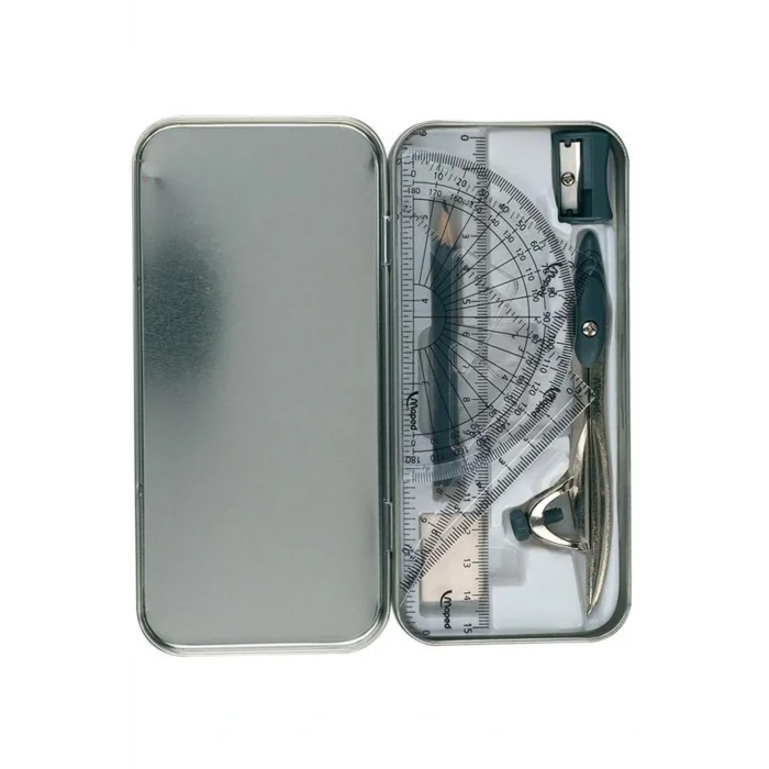 Genel Ürün Study Metal Kutu 8 Parça Pergel Cetvel Seti