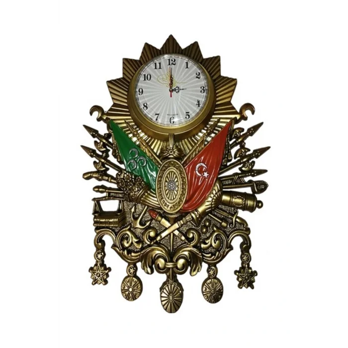 Kol Saati Osmanlı Devlet Arması Duvar Saati ( Altın Rengi )