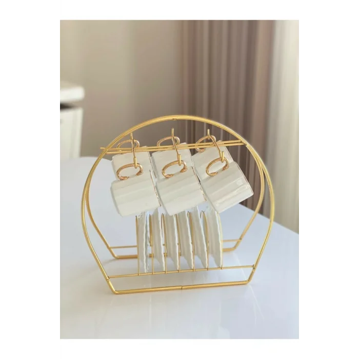 Genel Ürün Home Altın Rengi Fincanlık Gold Fincan Standı Sorelis 6lı Sunum Gold