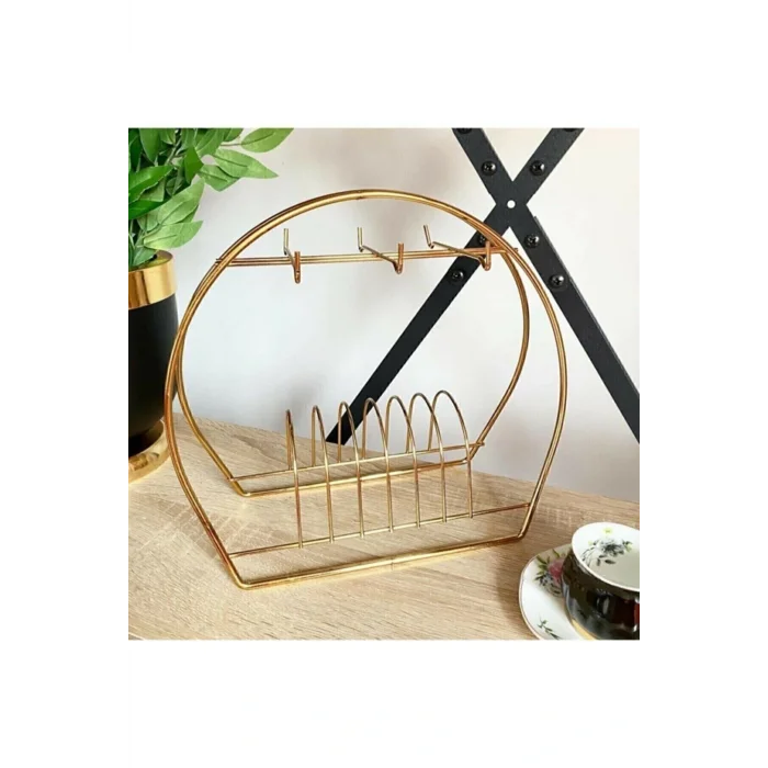 Genel Ürün Home Altın Rengi Fincanlık Gold Fincan Standı Sorelis 6lı Sunum Gold