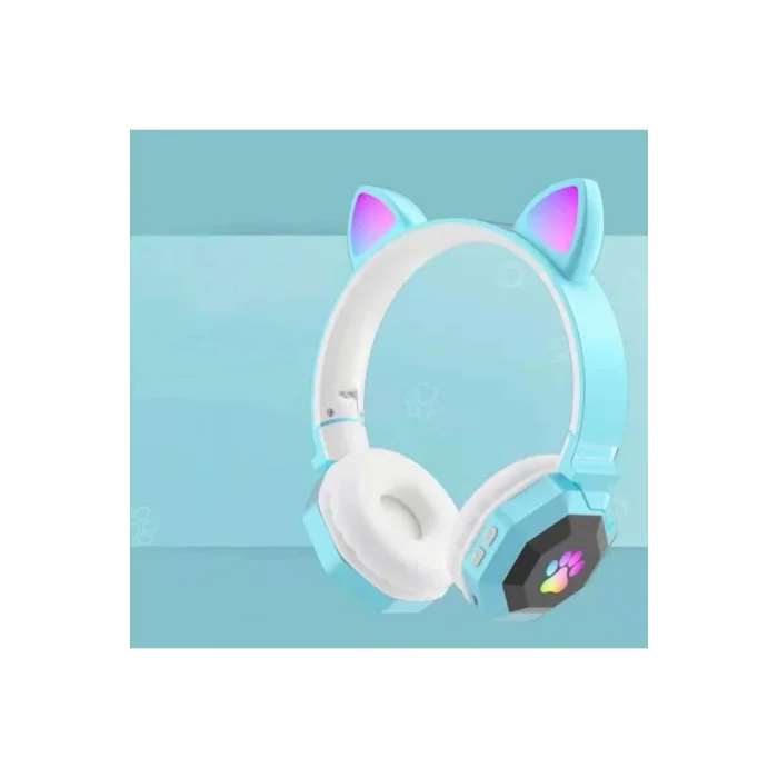 Genel Ürün A+ Kalite Rgb Vilya Kedi Kulağı Detaylı Bluetooth Kablosuz Kulaklık Çocuk Oyuncu Fm Radyo Hafıza Kar