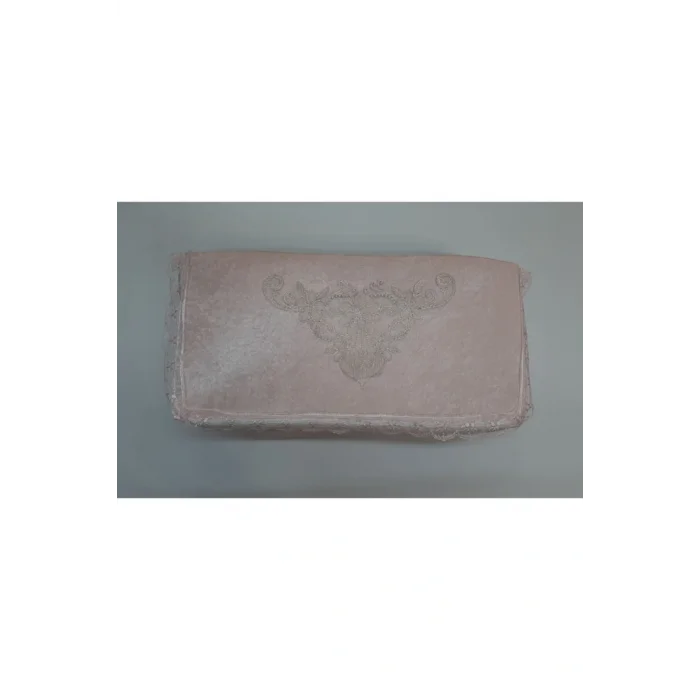 Genel Ürün Kadife Kumaş Süngerli Yorgan Hurç Fransız Güpürlü Dantel Çeyizlik Yorgan Hurç Pudra 98x48x44cm