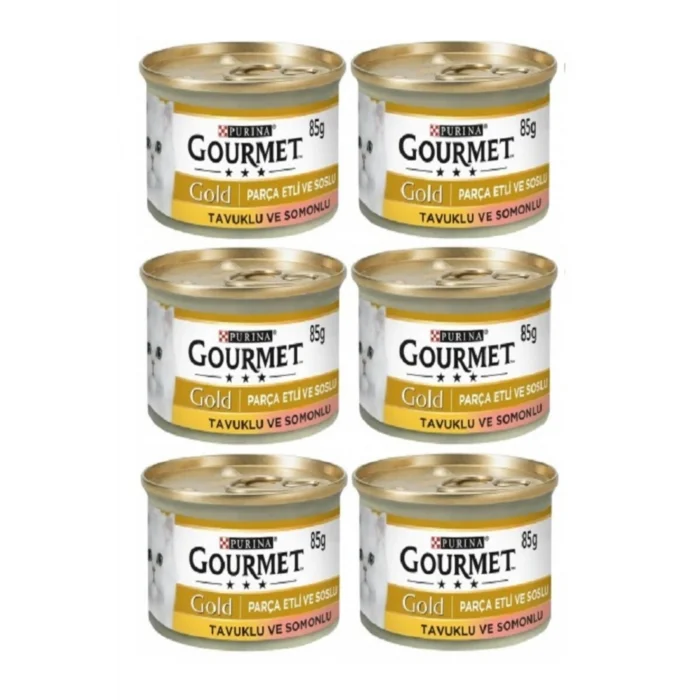 Genel Ürün Gold Somonlu Tavuklu Kedi Konserve Maması 85 Gr 6 Adet
