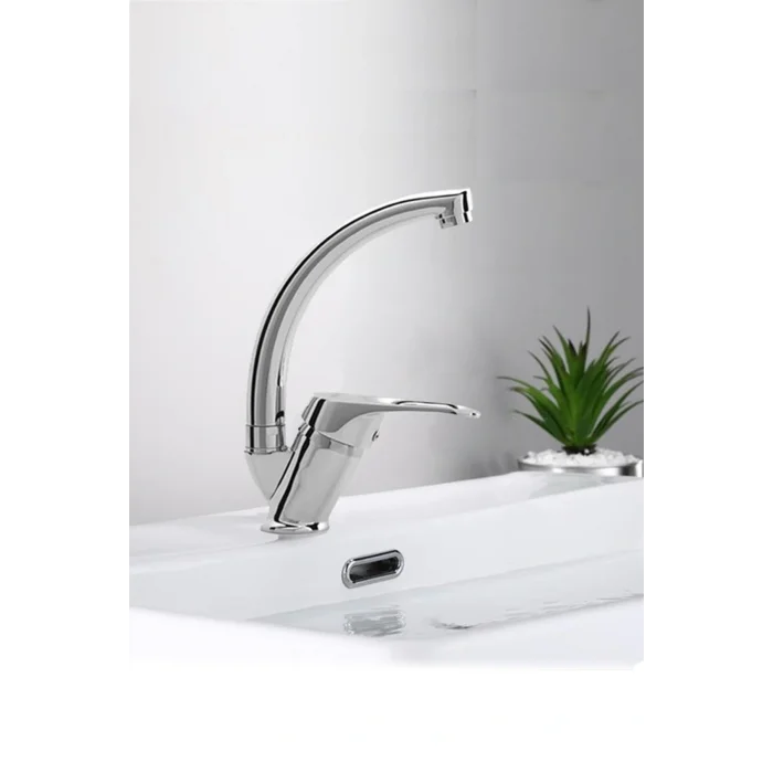 Genel Ürün Beyza Krom Kısa Kuğu Lavabo Bataryası S-35006