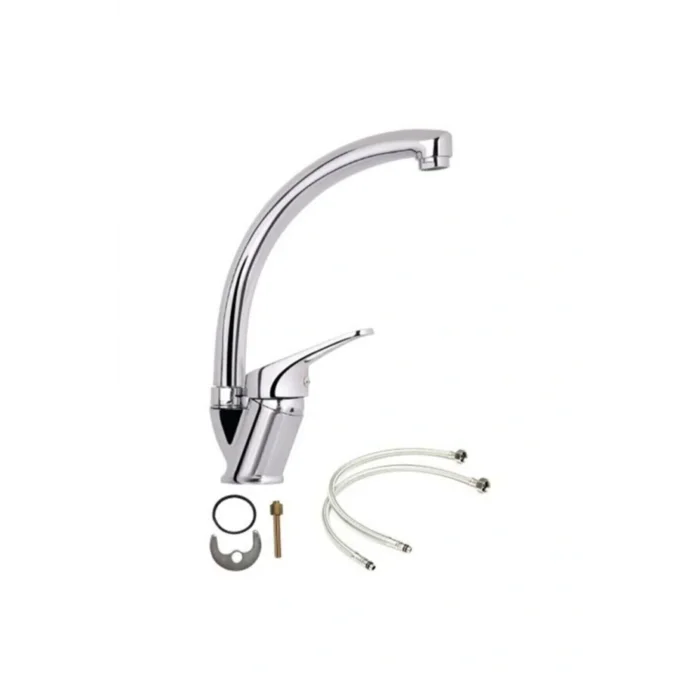 Genel Ürün Beyza Krom Uzun Kuğu Mutfak Eviye Bataryası 5 Yıl Garanti