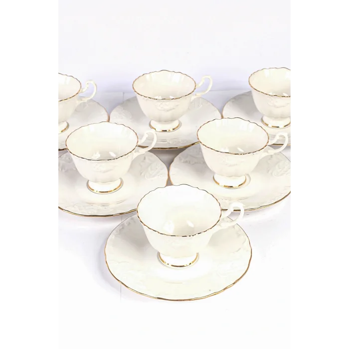 Genel Ürün Porselen 6 Kişilik Kahve Fincan Takımı Yaldızlı Ros-100 62602