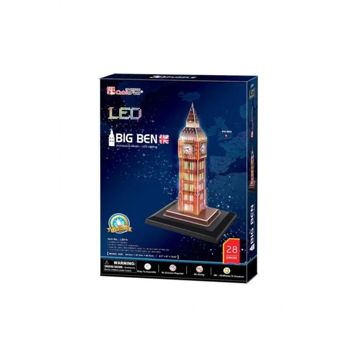 Kol Saati Cubicfun 3D 28 Parça Puzzle Big Ben Saat Kulesi - İngiltere(Led Işıklı)