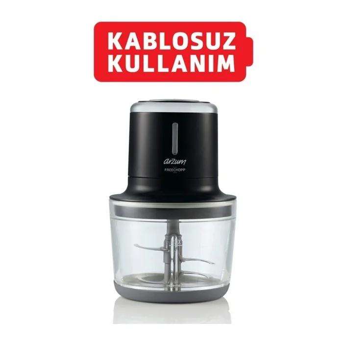 Genel Ürün Ar1128 Freechopp Cam Hazneli Şarjlı Doğrayıcı Siyah