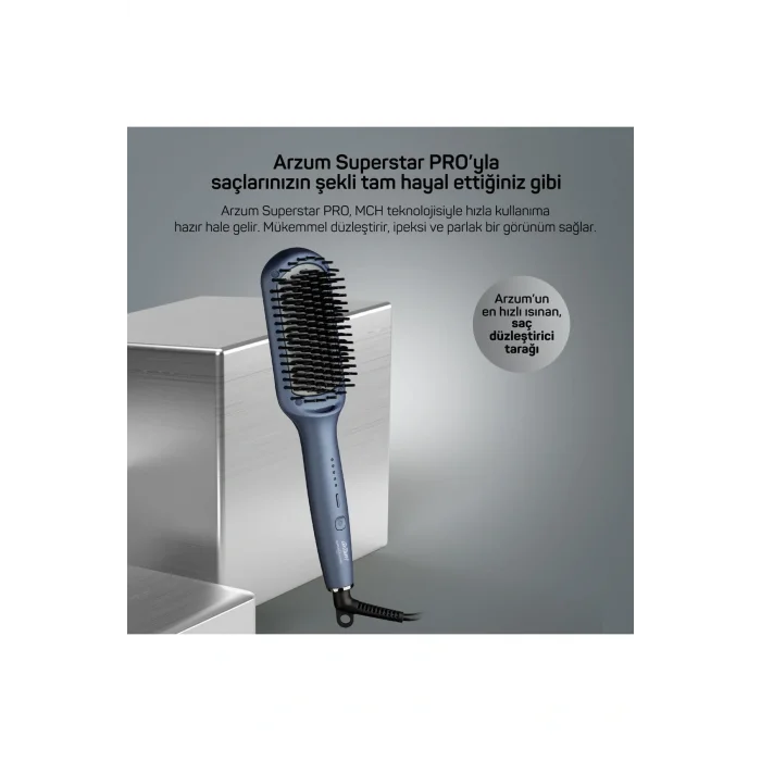 Genel Ürün Superstar Pro Saç Düzleştirici Fırça 5 Sıcaklık Ayarı Okyanus - AR5082-O