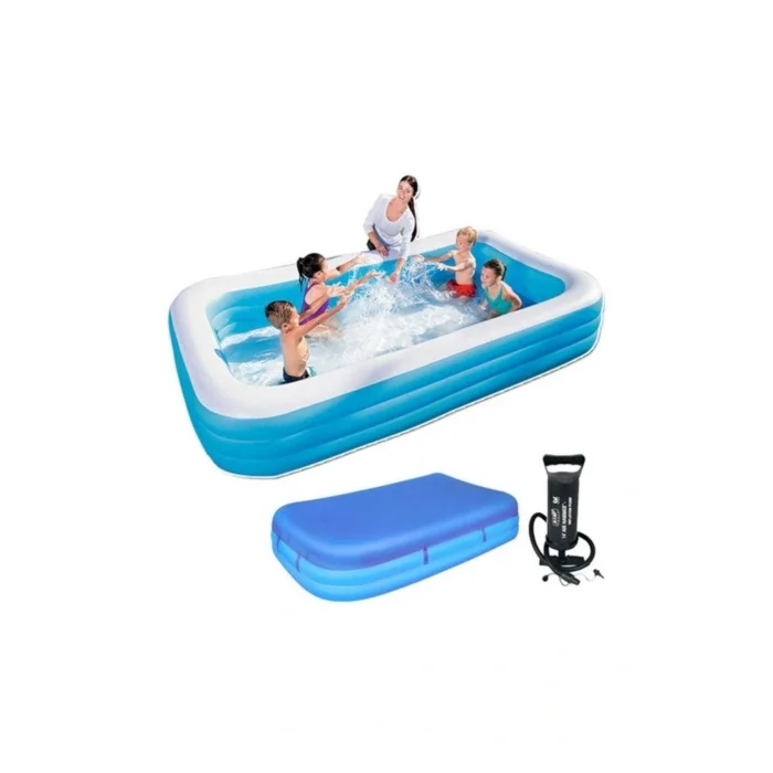 Genel Ürün 54009 Dikdörtgen Şişme Aile Havuzu Seti (305 Cm X 183 Cm X 56 Cm)