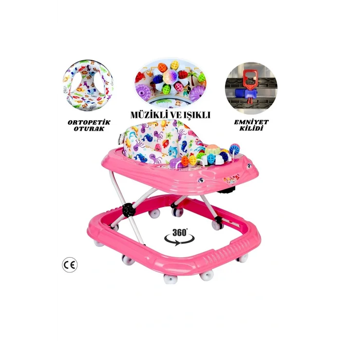 Genel Ürün Pembe Yürüteç 10 Ayak Örümcek Modeli Yrtç22 Koltuklu