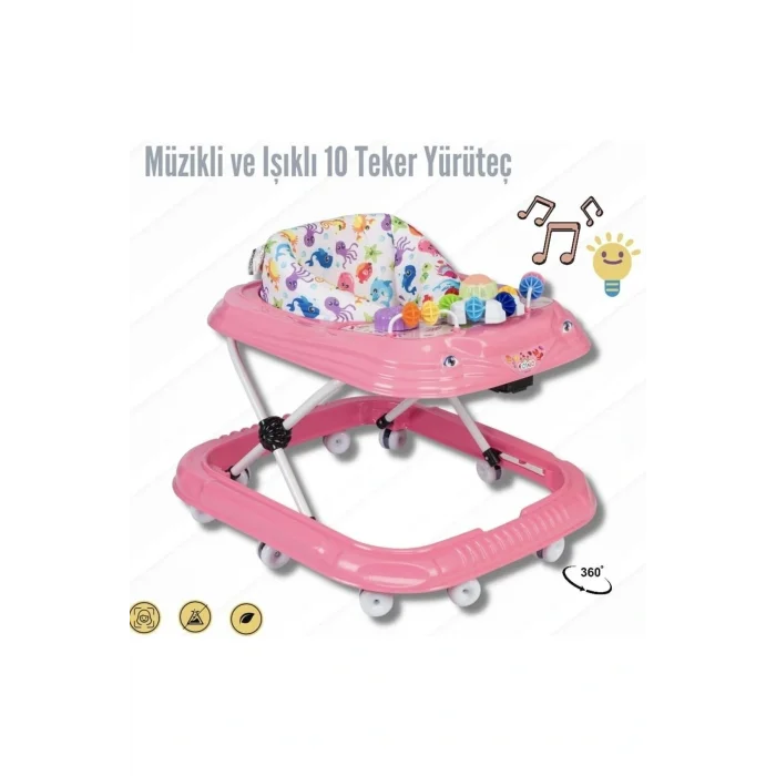 Genel Ürün Pembe Yürüteç 10 Ayak Örümcek Modeli Yrtç22 Koltuklu