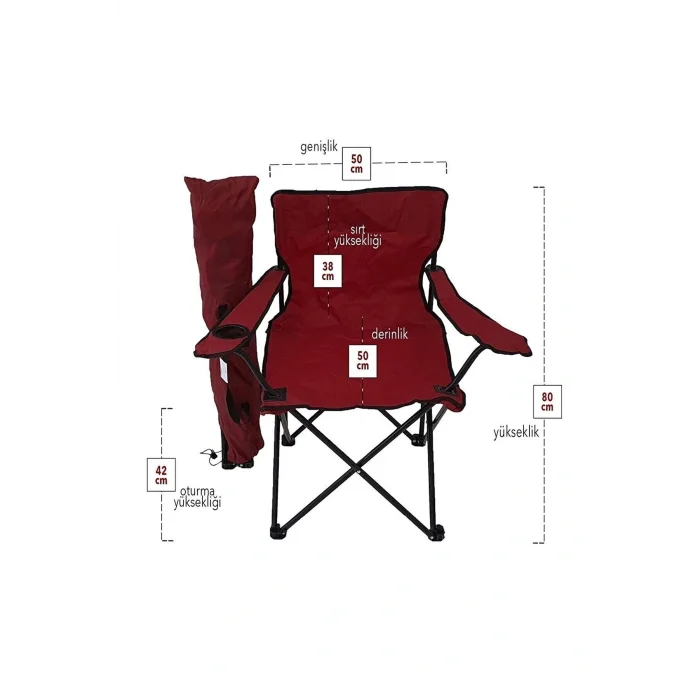 Genel Ürün Tek Kişilik Rejisör Teleskobik Katlanır Kamp Sandalyesi Kırmızı Tekli