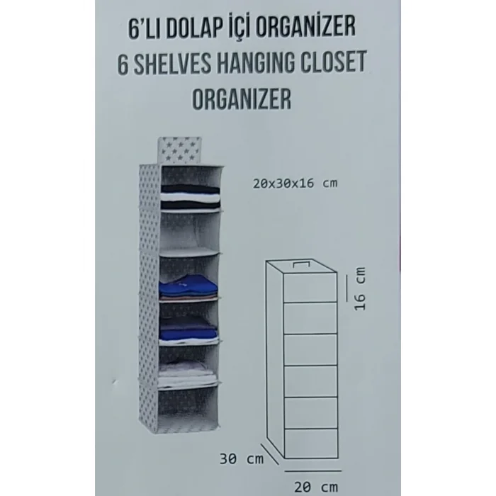 Dolap Düzenleyici Bag 6lı Asılabilir Dolap Içi Organizer