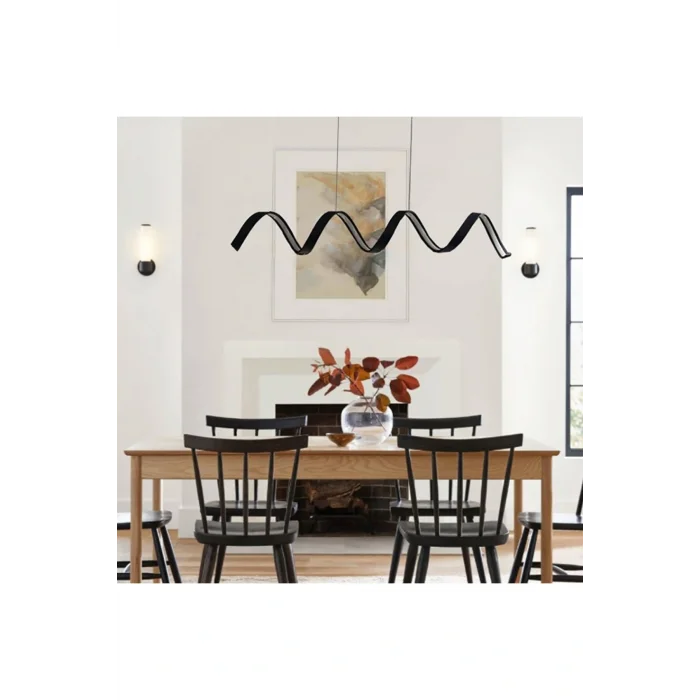 Genel Ürün Led Avize Sarkıt Spıral Larga Tr1v115 Pro 120cm Boya:siyah - Işık:6500k Soğuk Beyaz