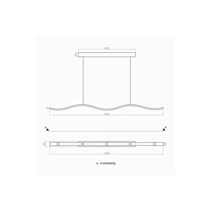 Genel Ürün Led Avize Sarkıt Eyes Tr1v109 Pro 120cm Boya:antrasit - Işık:4000k Doğal Beyaz