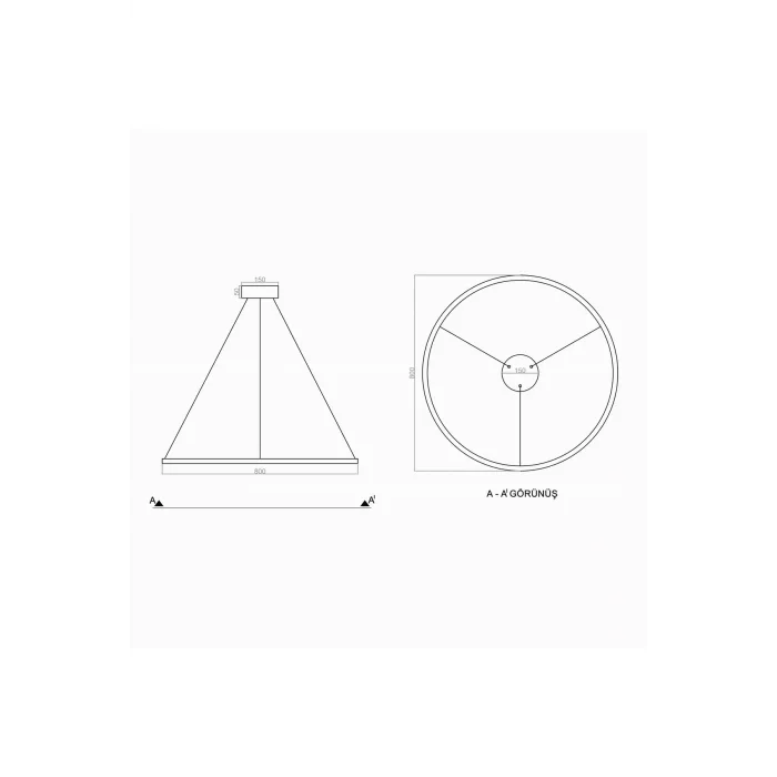 Genel Ürün Led Avize Sarkıt Cırkel Trv30041d Pro Ø100cm Boya:siyah - Işık:6500k Soğuk Beyaz