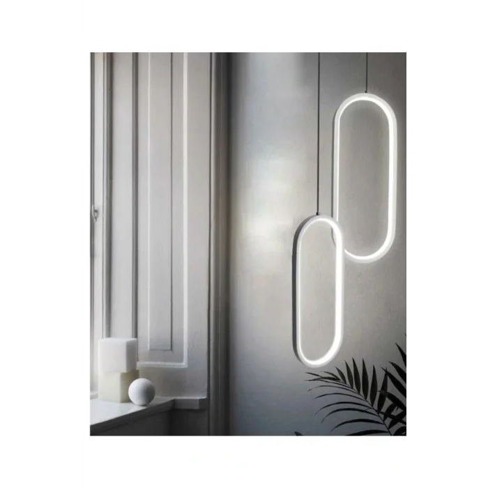 Genel Ürün Led Avize Sarkıt Küpe2 Tra30074b 2x(50*15CM) Boya:antrasit - Işık:4000k Doğal Beyaz