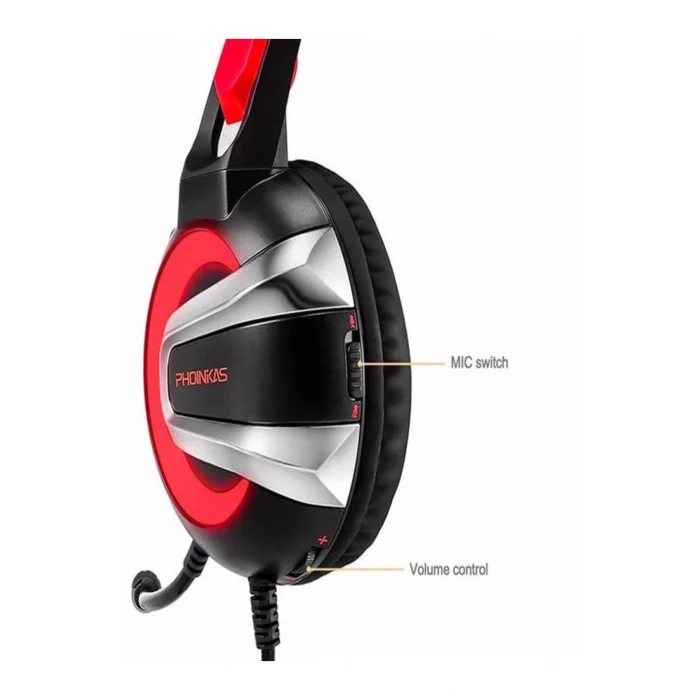 Genel Ürün K8 RGB Işık Mobil Oyunlar için Oyun Kulaklığı Siyah/Kırmızı