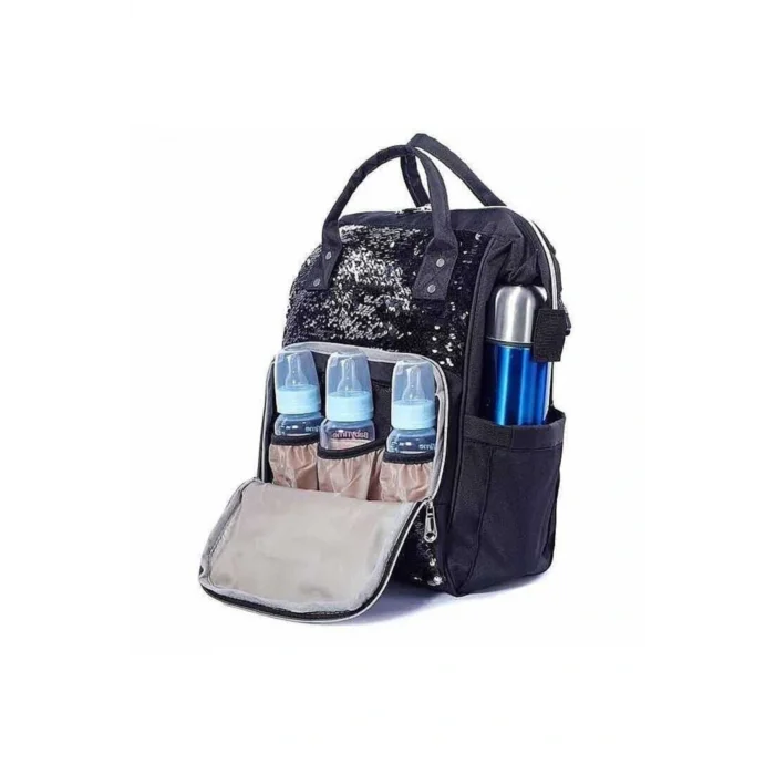 Termos Trend Baby London Özel Pullu Payetli Termo Bebek Bakım Çantası Siyah