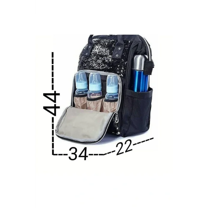 Termos Trend Baby London Özel Pullu Payetli Termo Bebek Bakım Çantası Siyah