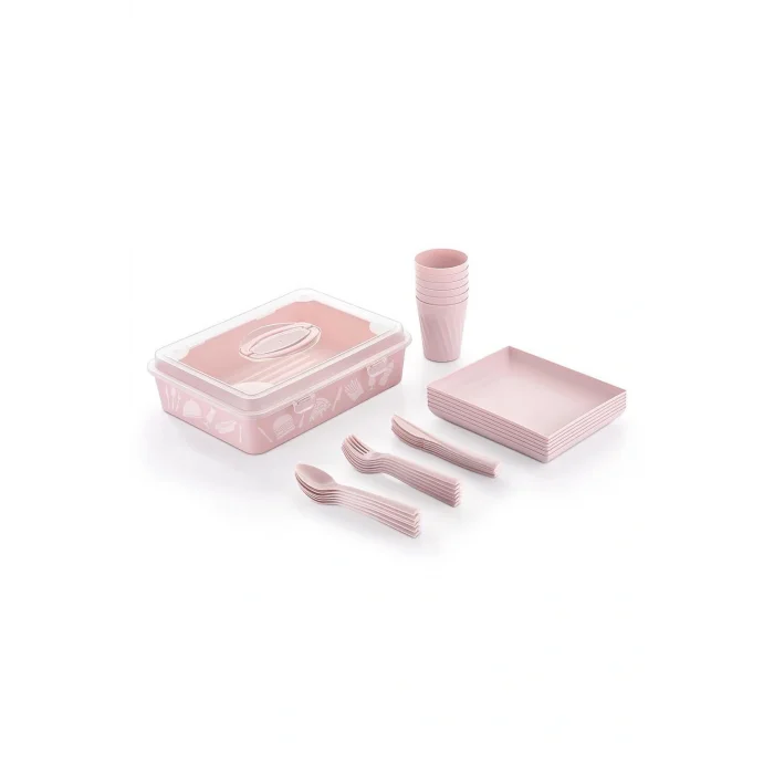 Genel Ürün 6 Kişilik 32 Parça Çantalı Piknik Seti Pembe