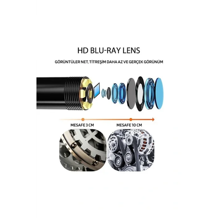 Genel Ürün Pm-14281 3 Lcd Ekranlı Şarjlı 5 Mt Kablolu Endoskop Yılan Kamera