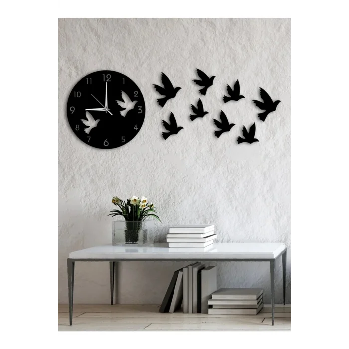Kol Saati Kuş Tasarımlı Modern Dekoratif Ahşap Duvar Saati Dmstda00050