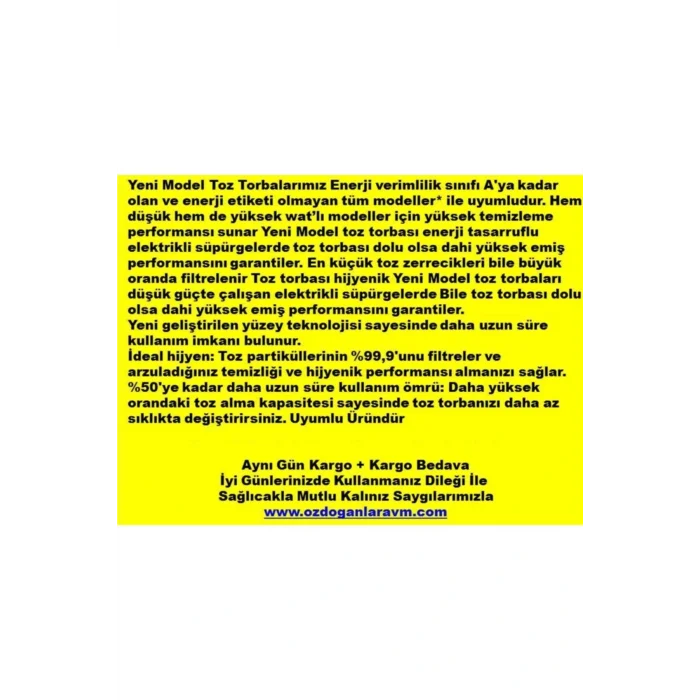 Genel Ürün Synchropower Type G Süpürge Toz Torbası 20 Adet