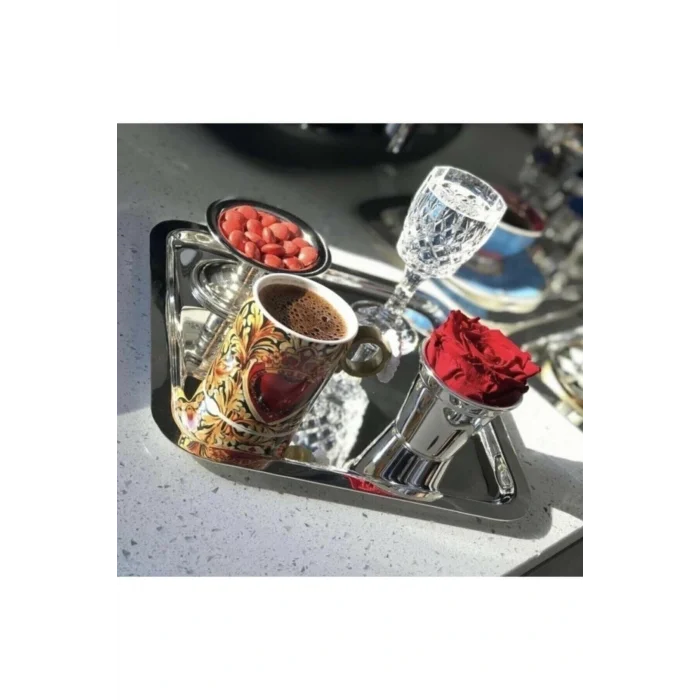 Genel Ürün 6lı Düz Kare Çelik Kahve Sunum Tepsisi Seti, şık ve dayanıklı tasarım