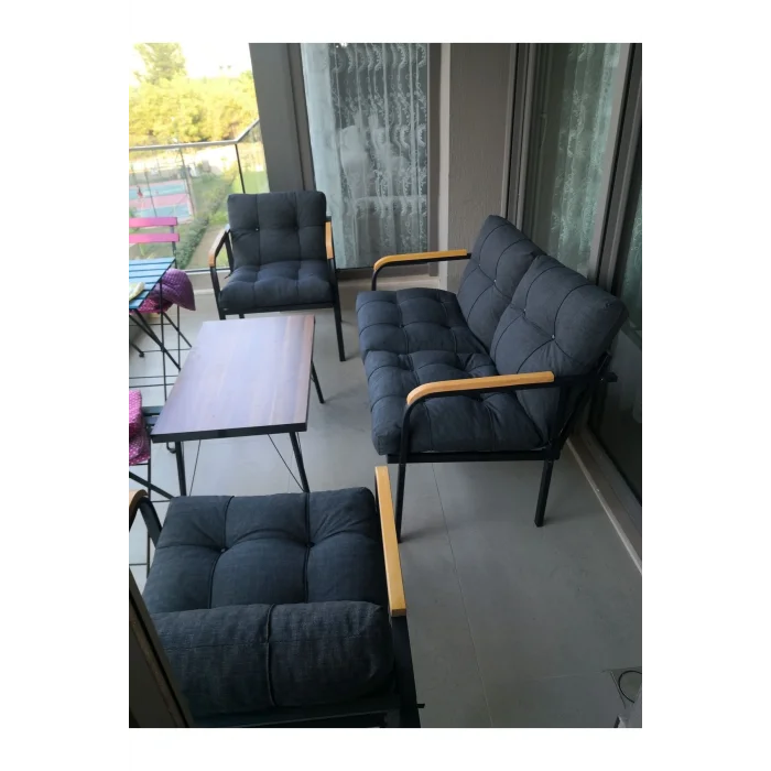 Genel Ürün Jüpiter Balkon, Bahçe, Cafe - Metal Kanepe Koltuk Takımı - 2+1+1 + Sehpa