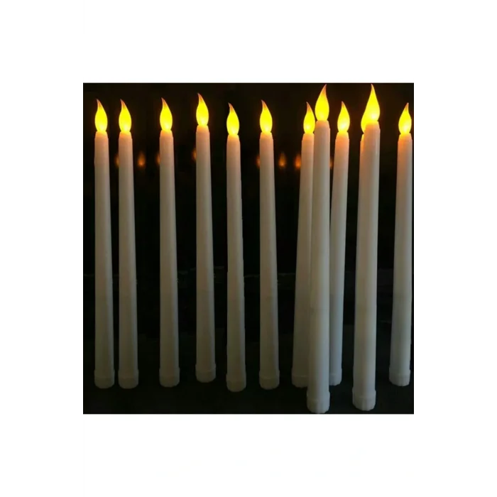 Genel Ürün Büyük Boy 26 Cm Pilli Mum Efekti Led Şamdan Mum Dekor 6 Lı Paket