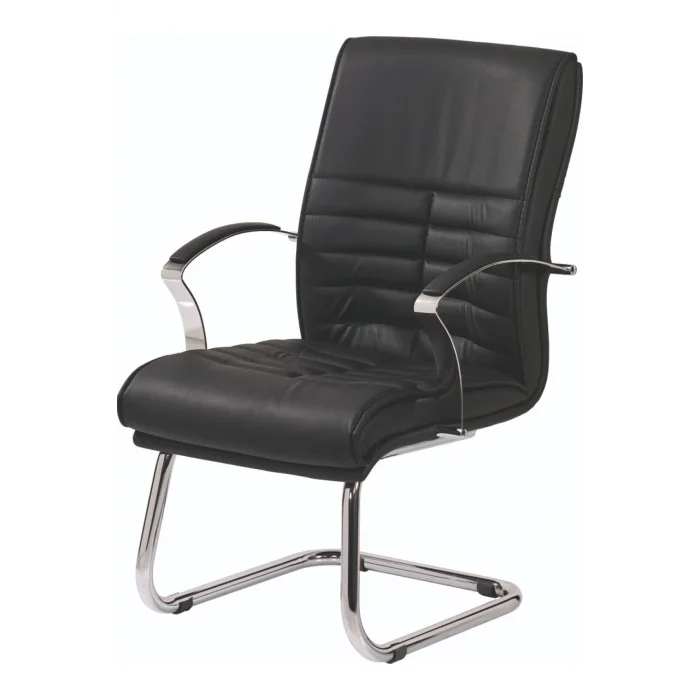 Genel Ürün Mi17 Özel Tasarım Siyah Renk Krom Ayaklı Ofis Misafir - Büro - Çalışma Koltuğu