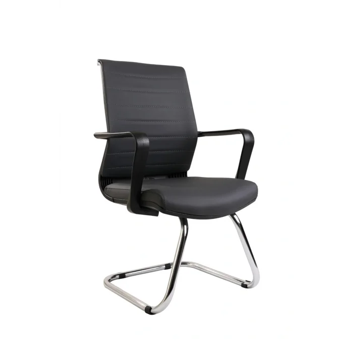Genel Ürün Mi14 Özel Tasarım Siyah Renk Krom Ayaklı Ofis Misafir - Büro - Çalışma Koltuğu