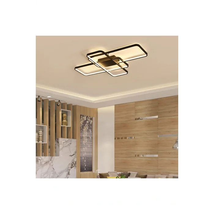 Genel Ürün Led Avize Plafonyer Ovalköşe Üç4gen Tra30040 87*60cm Boya:siyah - Işık:4000k Doğal Beyaz