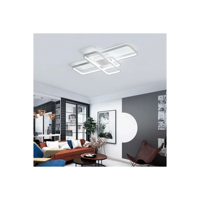 Genel Ürün Led Avize Plafonyer Ovalköşe Üç4gen Tra30040 87*60cm Boya:siyah - Işık:4000k Doğal Beyaz