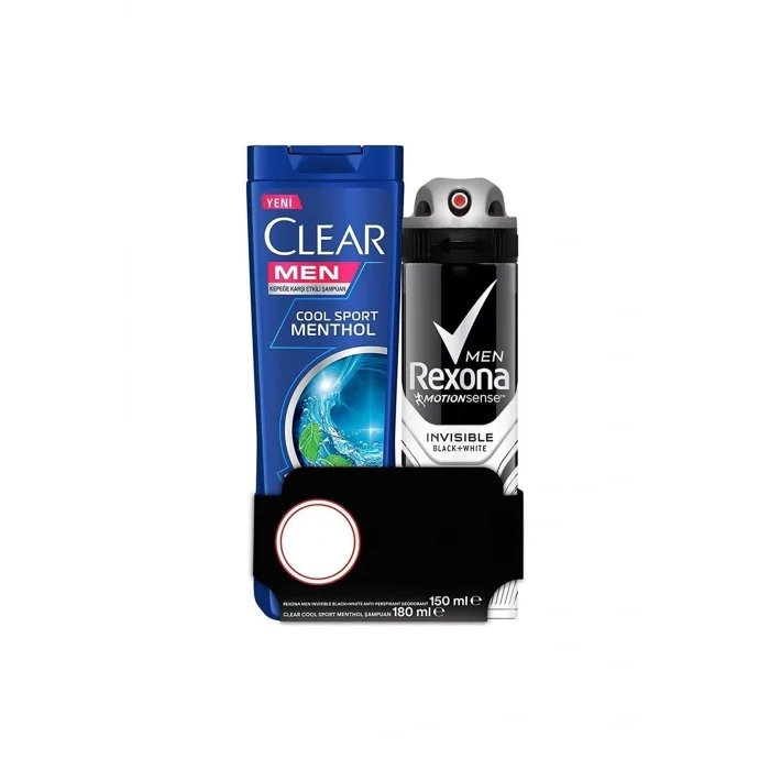 Genel Ürün Men Invisible Black+White Deodorant Sprey 150 ML+ Clear Men Cool Sport Menthol Şampuan 180 ML 2li