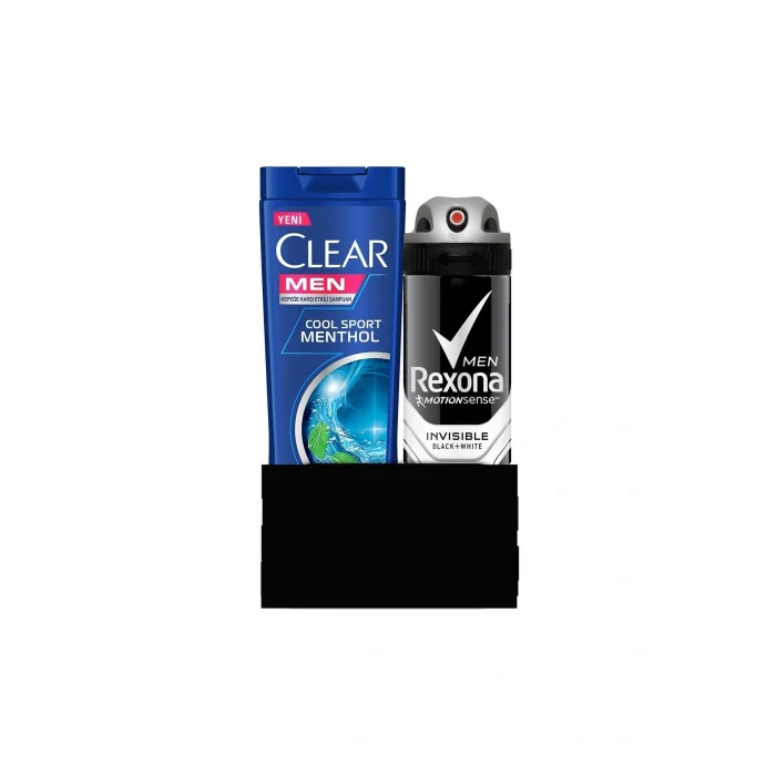 Genel Ürün Men Invisible Black+White Deodorant Sprey 150 ML+ Clear Men Cool Sport Menthol Şampuan 180 ML 2li