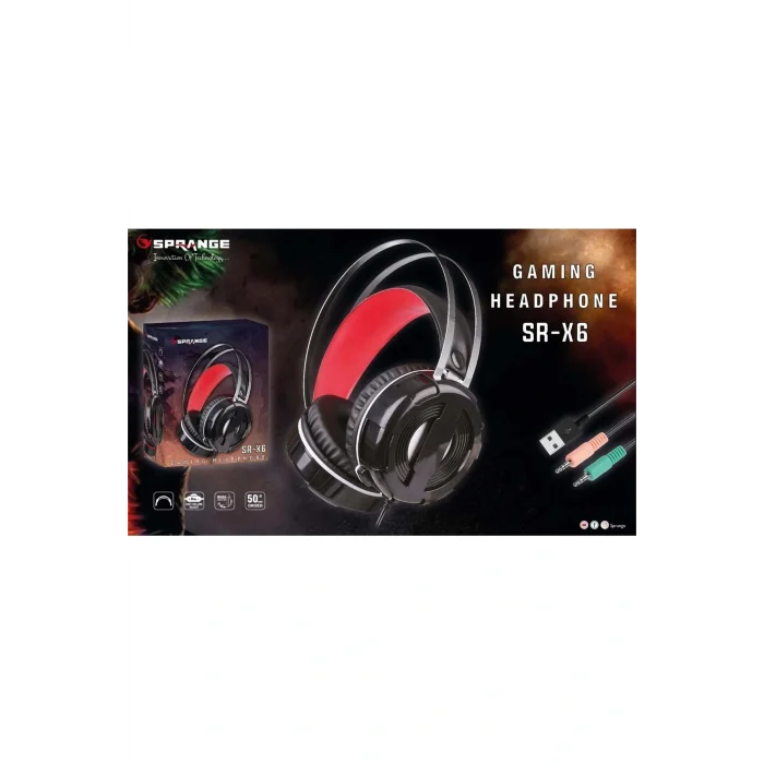 Genel Ürün Sr-x6 Işıklı Oyuncu Mikrofonlu Kulaklık Siyah - Kırmızı
