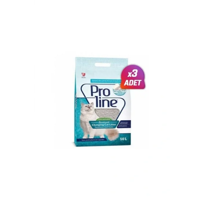 Genel Ürün 3 Adet - Proline Marsilya Sabun Kokulu Topaklanan Bentonit Kedi Kumu 10 Lt