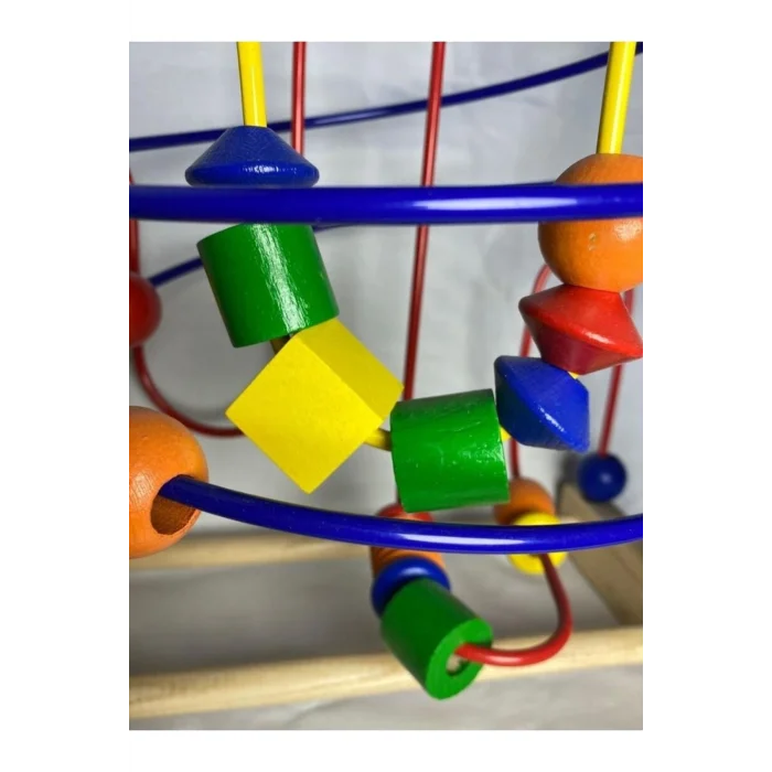 Genel Ürün Orta Boy Boncuklu Helezon - Doğal Ahşap Eğitici Boncuklu Koordinasyon Oyunu