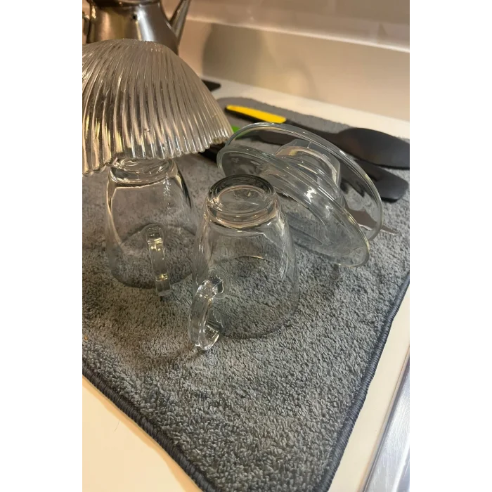 Genel Ürün Gri Tüylü Mikrofiber Bulaşık Kurulama Matı 40x50cm(36X45) Bulaşık Altlığı