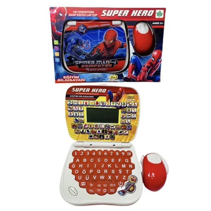 Genel Ürün 100 Fonksiyonlu Ingilizce Ve Türkçe Spiderman Örümcek Adam Eğitici Laptop Bilgisayar