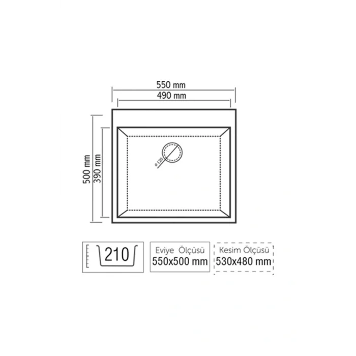 Genel Ürün Lx-535 Rıva Granit Antrasit Eviye