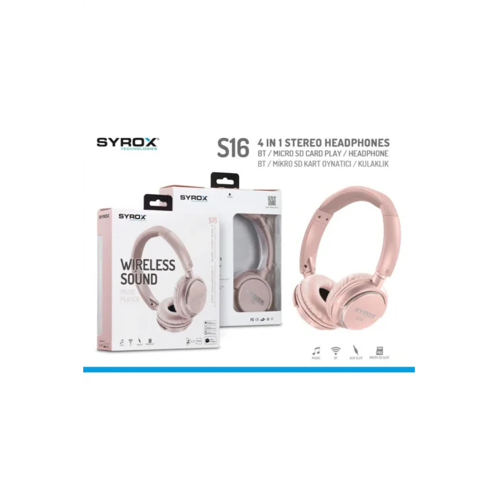 Genel Ürün Xx-80 ( S16 Bt Pembe) Kulaküstü Kablosuz Bluetooth Kulaklık Hafıza Kartı Girişli S16